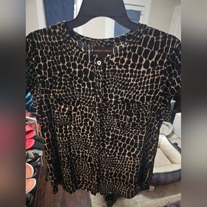 Dana Buchman Animal Print Shirt Size Large